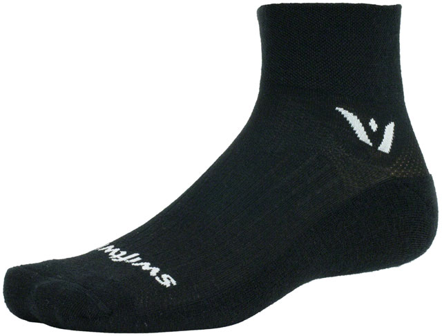 Swiftwick Pursuit Quarter Crew Socks - 2", Black, X-Large