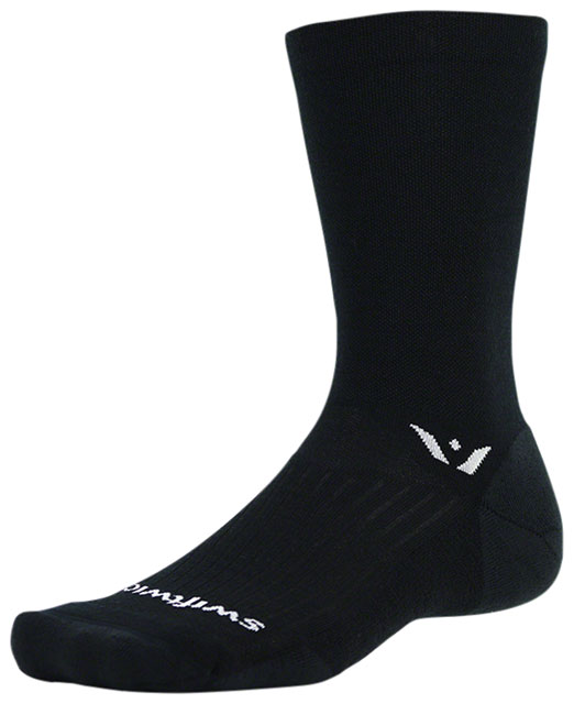 Swiftwick Pursuit Crew Socks - 7", Black, Small
