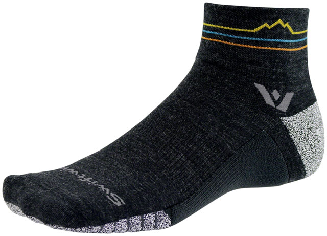 Swiftwick Flite XT Trail Quarter Crew Socks - 4", Coal Sunset Mountain, Large