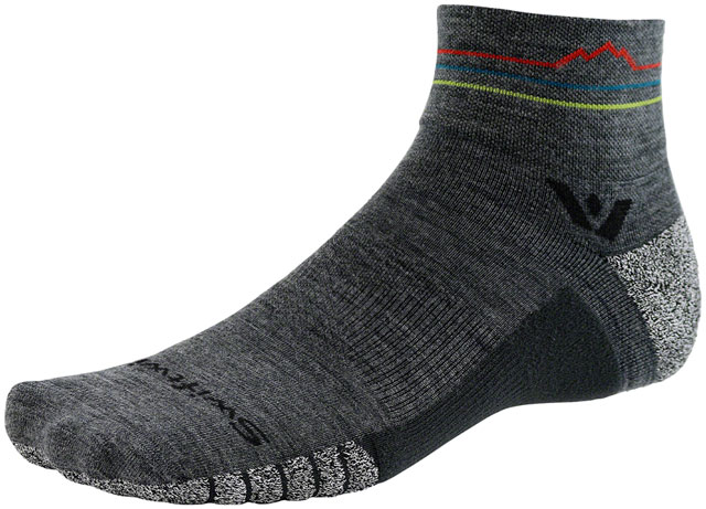 Swiftwick Flite XT Trail Quarter Crew Socks - 4", Heather Sunset Mountain, Large