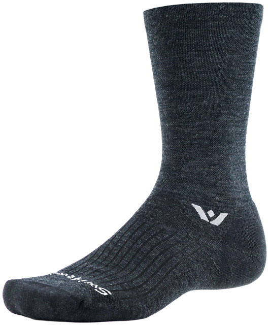 Swiftwick Pursuit Crew Socks - 6", Coal Orange, Medium