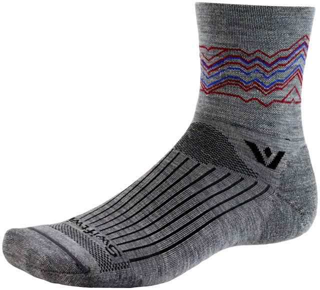 Swiftwick Pursuit Crew Socks - 6", Heather Red, X-Large