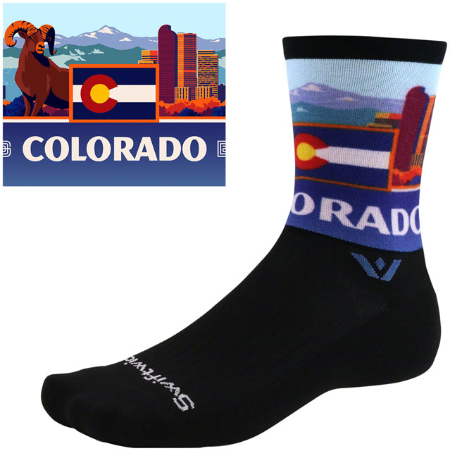 Swiftwick Vision Impression National Park Crew Socks - 6", Colorado, Medium