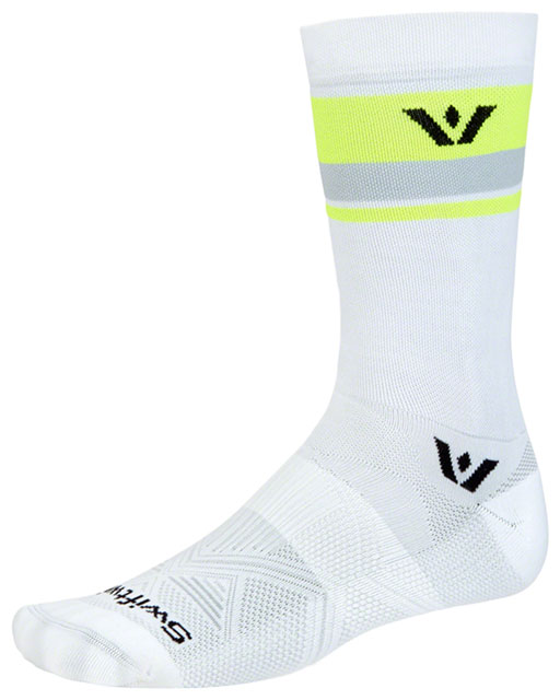 SwiftWick Aspire Crew Socks - White/Hi-Viz, X-Large