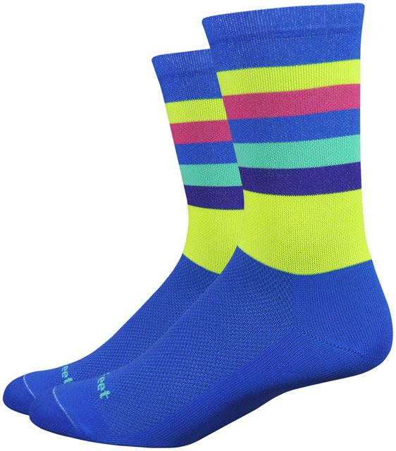 DeFeet Aireator Maverick Socks - 6", Blue/Hi-Vis, Large