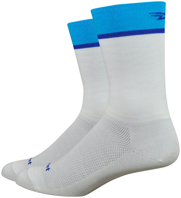 DeFeet Aireator Team Socks - 6", White/Blue, Small