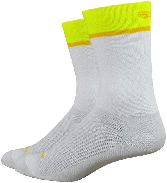 DeFeet Aireator Team Socks - 6", White/Hi-Vis, Small