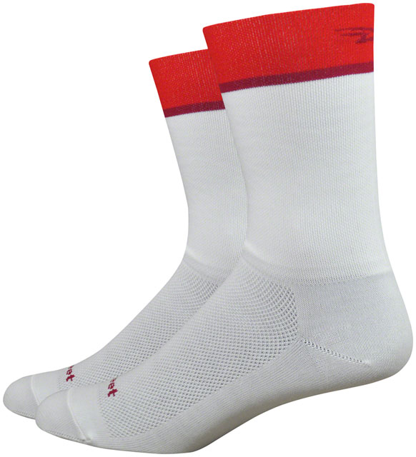DeFeet Aireator Team Socks - 6", White/Red, Small