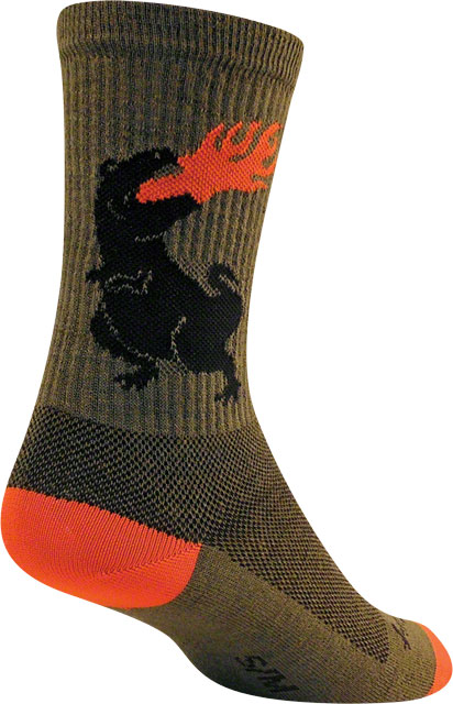 SockGuy Dinosaur Wool Socks - 6", Green, Large/X-Large