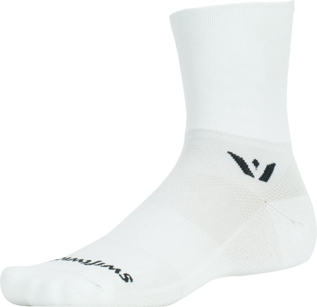 Swiftwick Aspire Quarter Crew Socks - 4", White, Medium