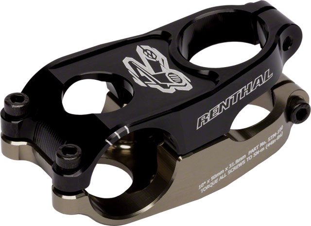 Renthal Duo Stem - 50mm, 31.8 Clamp, +/-10, 1 1/8", Aluminum, Black/Gold