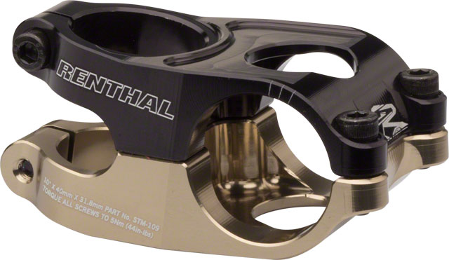 Renthal Duo Stem - 40mm, 31.8 Clamp, +/-10, 1 1/8", Aluminum, Black/Gold