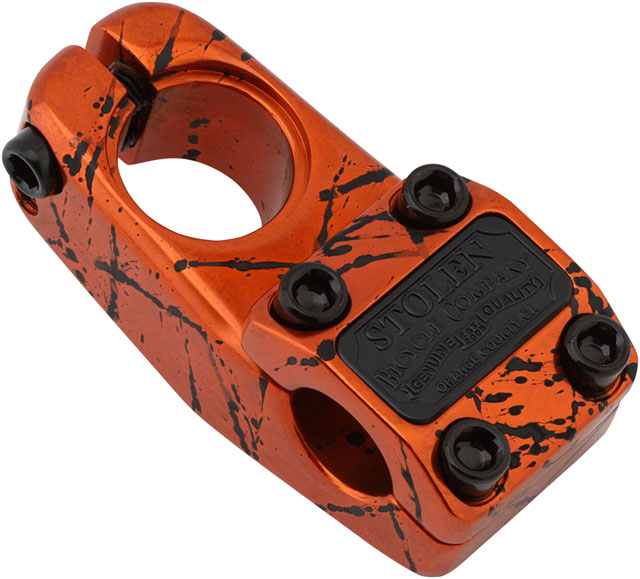 Stolen Slab BMX Stem - Top Load, Orange Splatter