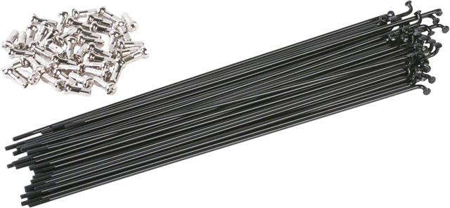 Odyssey HGS Spokes - Stainless, Straight 14g, 178mm, Black, Box of 40, Includes Nipples