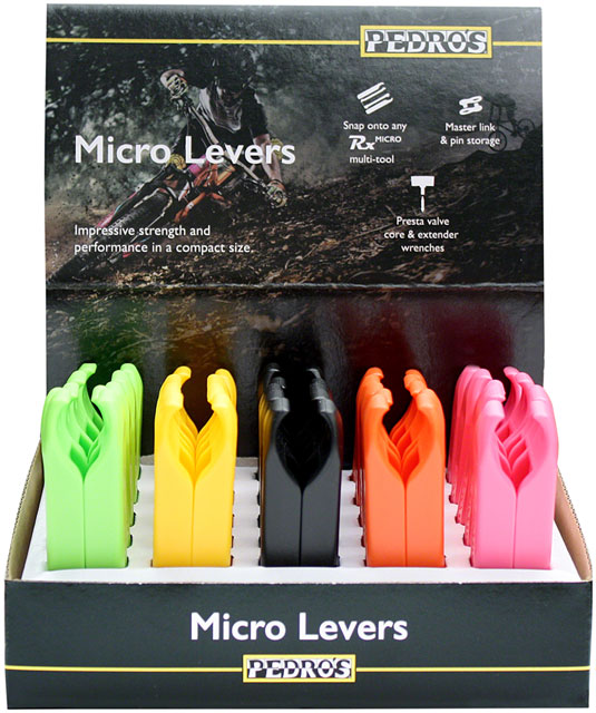 Pedro's Micro Lever 25x2 Pack, 5 Color Counter Display, Yellow, Pink, Green, Orange, Black