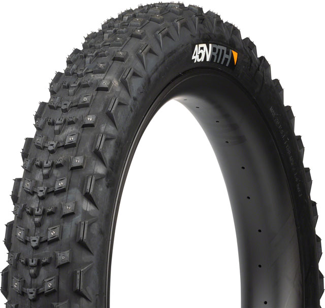 45NRTH Dillinger 4 Tire - 26 x 4.2, Tubeless, Folding, Black, 120 TPI, 168 Large Concave Carbide Aluminum Studs