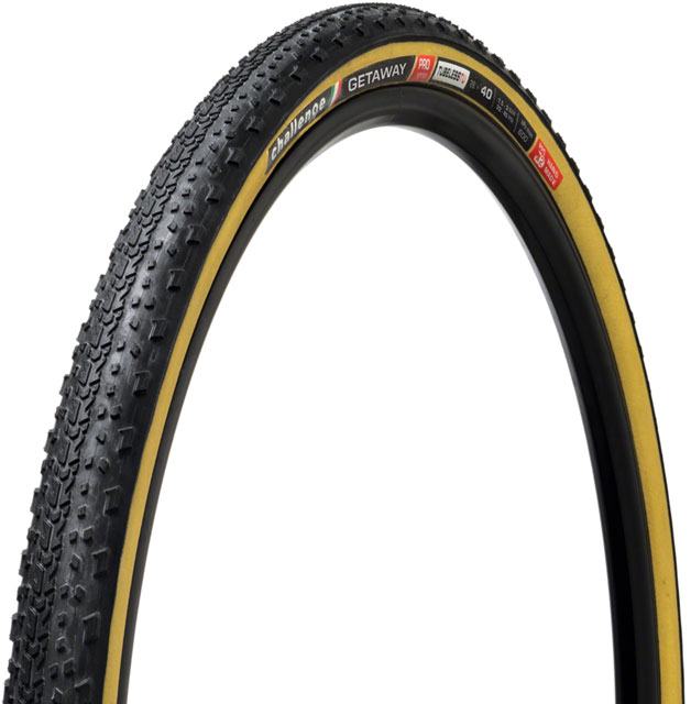 Challenge Getaway Pro Tire - 700 x 40 / 28 x 40, Tubeless Tubular, Black/Tan, Handmade