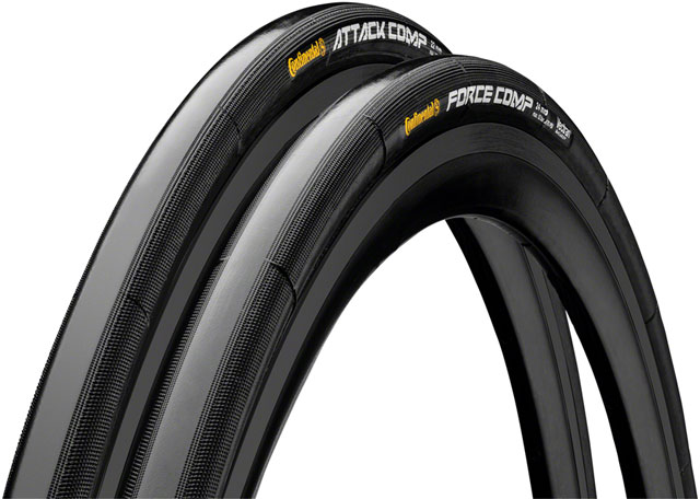 Continental Attack/Force Comp Tire Combo - 700 x 24/22, Tubular, Folding, Black, BlackChili, Vectran Breaker, Pair