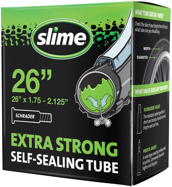 Slime Self-Sealing Tube - 26 x 1.75 - 2.125, Schrader Valve