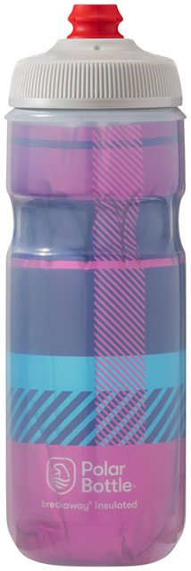 Polar Breakaway Insulated Tartan Water Bottle - Pink/Navy, 20oz