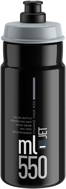Elite Jet Water Bottle 550ml - Black/Gray