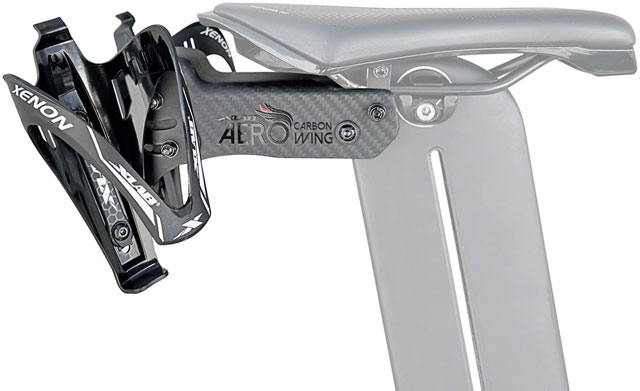 Xlab Aero Carbon Wing Behind Saddle Water Bottle Cage Mount - Includes 2 Xenon Cages