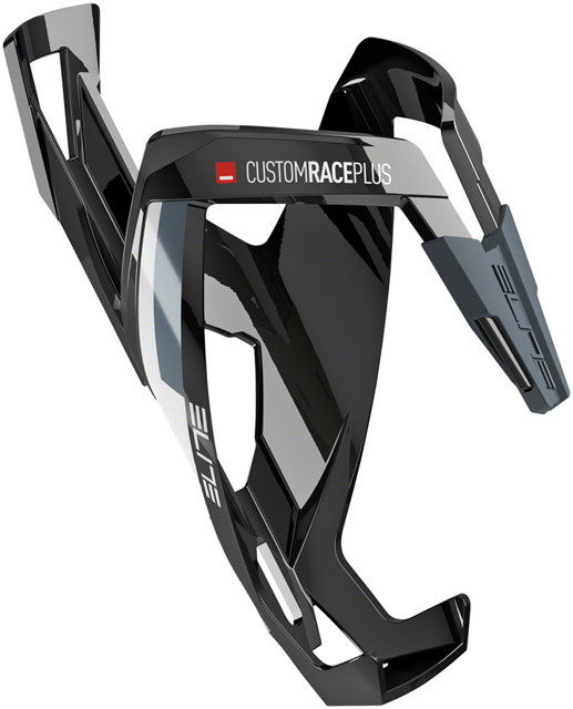 Elite Custom Race Plus Water Bottle Cage - Glossy Black/White