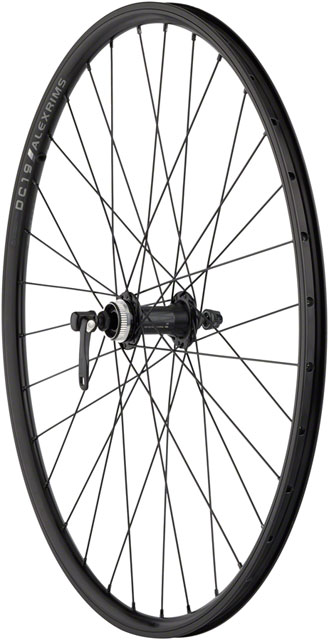 Quality Wheels Value Double Wall Series Rim+Disc Front Wheel - 26", QR x 100mm, Center-Lock /Rim Brake, Black, Clincher, 32H