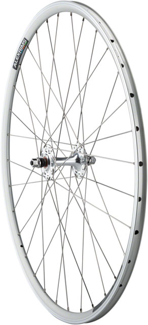 Quality Wheels Value Double Wall Series Track Front Wheel - 700, 9x1 Threaded x 100mm, Rim Brake, Silver, Clincher, Cartridge, 32H