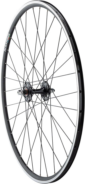 Quality Wheels Value Double Wall Series Track Front Wheel - 700, 9x1 Threaded x 100mm, Rim Brake, Black, Clincher, 32H