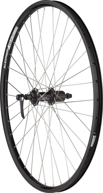 Quality Wheels Shimano/DH19 Rear Wheel - 26", QR x 135mm, Rim Brake, HG 10, Black, Clincher, 36H