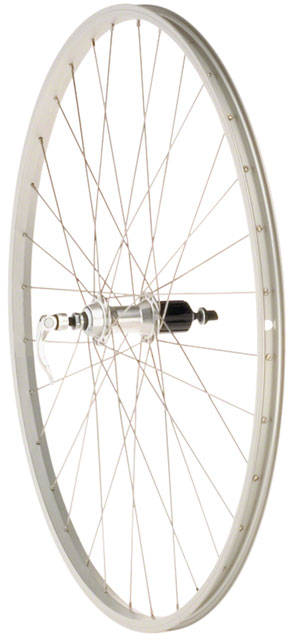 Quality Wheels Value Single Wall Series Rear Wheel - 700, QR x 130mm, Rim Brake, HG 10, Silver, Clincher, 36H