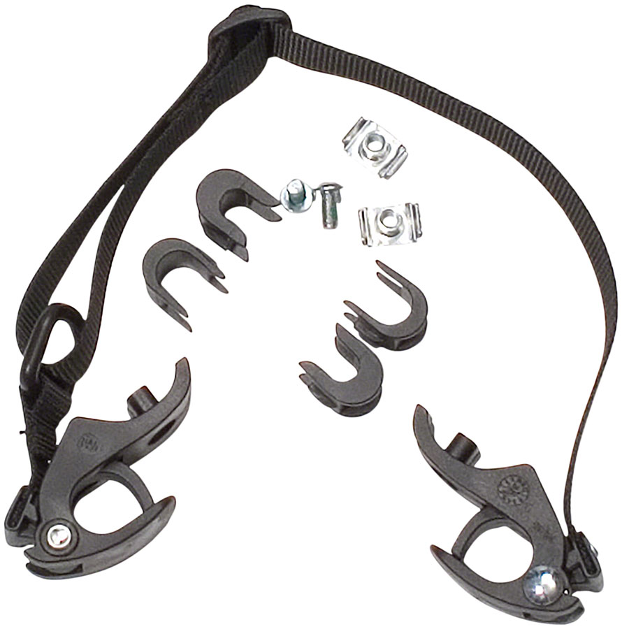 Ortlieb Replacement Pannier Hooks: For QL1 Systems, Fits 16mm Rails and comes with 10mm, 8mm Reducers, Pair, Black