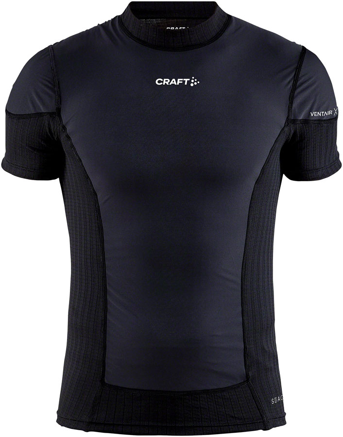 Craft Active Extreme X Wind Base Layer Shirt - Short Sleeve, Black/Granite, Men's, Small