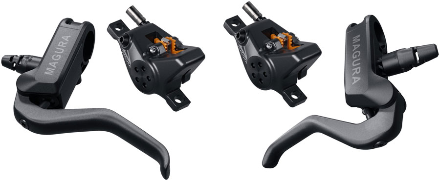 Magura MT A2 Disc Brake and Lever Set - Left and Right Levers, Front and Rear 2-Pistion Calipers, Black