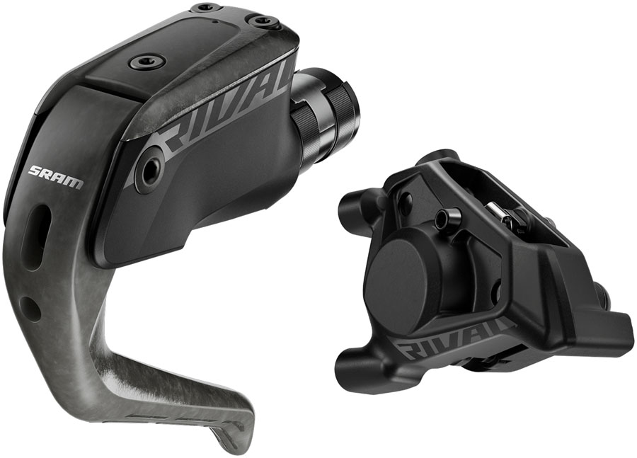 SRAM Rival Aero Disc Brake and Lever -  Front Caliper, Flat Mount, 20mm Offset, 1100mm Hose, Carbon Lever Blade, Black, E1