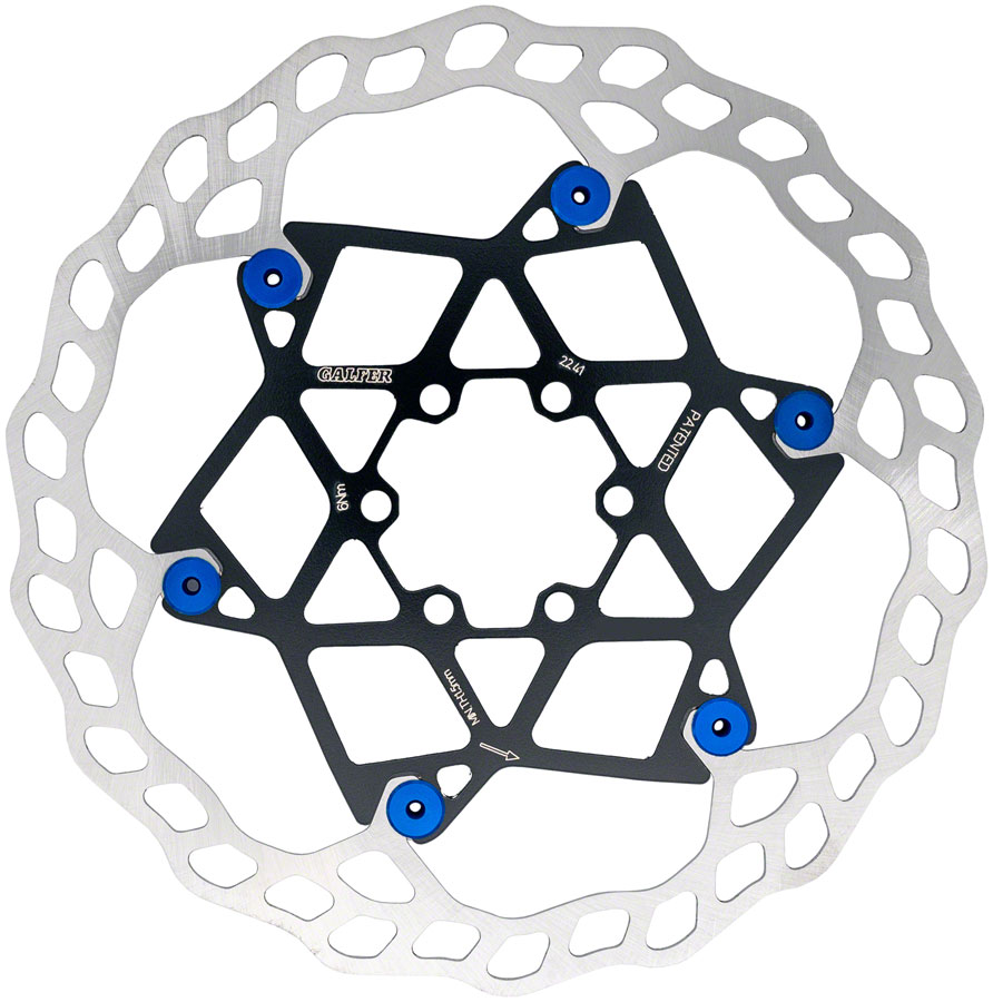 Galfer Floating Wave Disc Brake Rotor - 180mm x 2.0mm, 6-Bolt, Blue