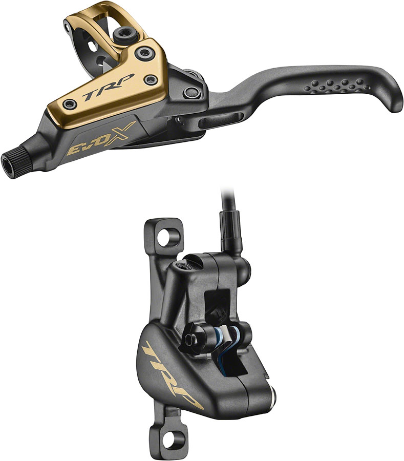 TRP EVO X HD-M9020 Disc Brake and Lever - Left/Front or Rear, 1900mm Hose, Post Mount, 2-Piston, Gold