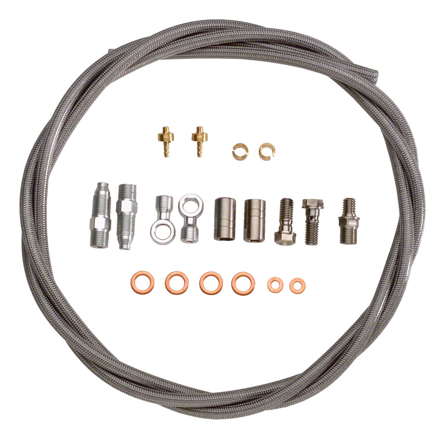 Hope Braided Stainless Steel Hydraulic Brake Hose and Fitting Kit - Fits Front or Rear, For One Brake, Universal Compatibility, Type 0