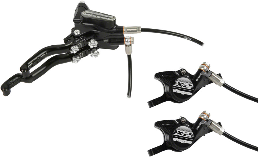Hope Tech 3 X2 Duo Disc Brake and Lever - Left Hand, Front and Rear, Hydraulic, Post Mount, Black