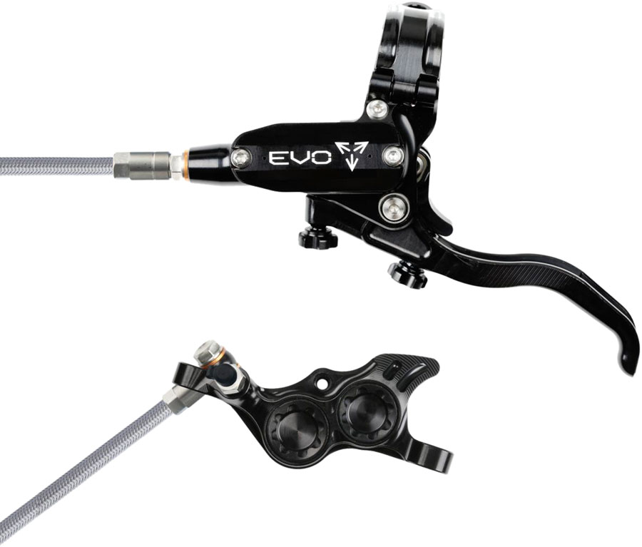 Hope EVO TR4 Disc Brake and Lever Set - Left Hand, Post Mount, 4-Piston, Braided Hydraulic Hose, Black
