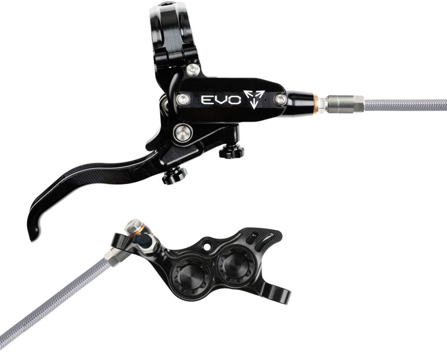 Hope EVO TR4 Disc Brake and Lever Set - Right Hand, Post Mount, 4-Piston, Braided Hydraulic Hose, Black