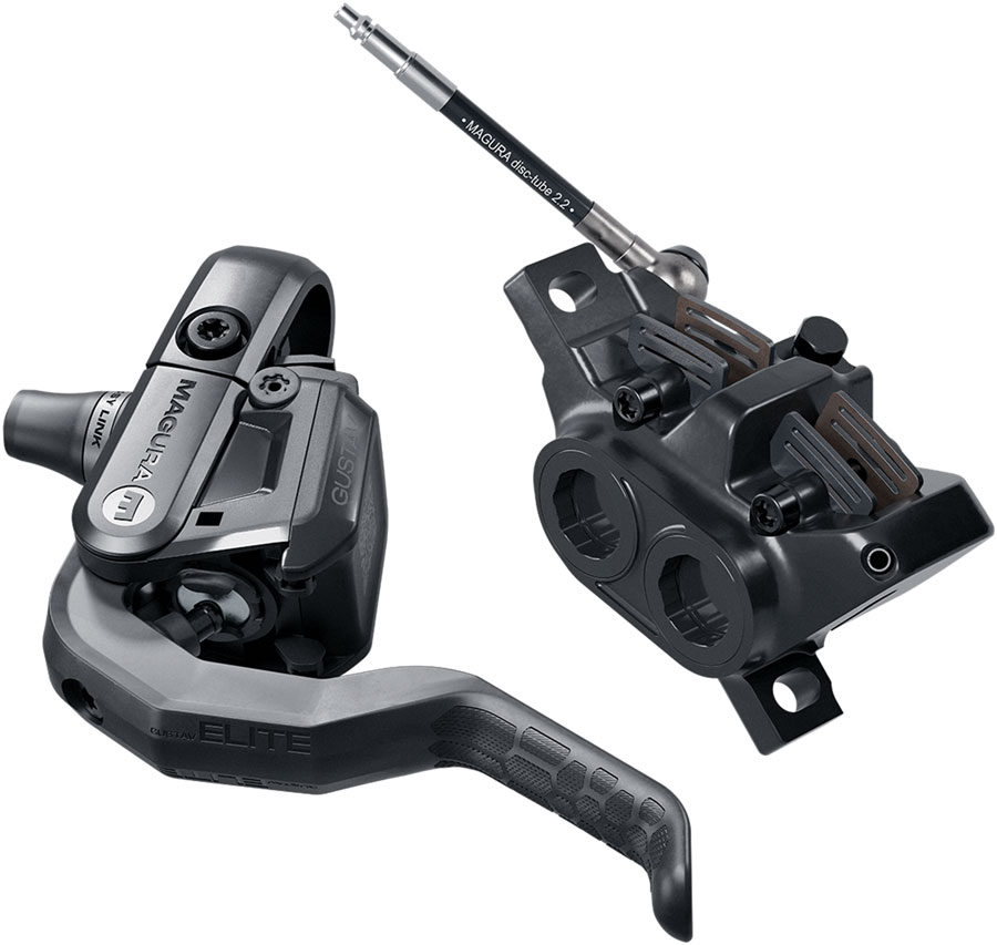 Magura Gustav Elite Disc Brake and Lever - Front or Rear, Post Mount, 4-Piston, Carbotecture Lever Blade, Black