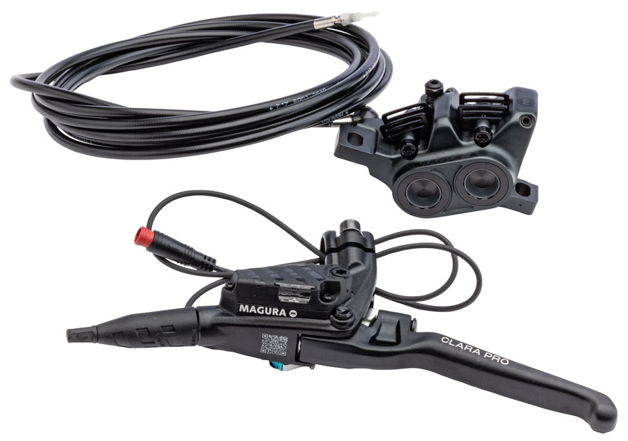 Magura Clara Pro Disc Brake and Lever - Left Side Lever, Post Mount, 4-Piston, Aluminum Lever Blade, W/Higo Closer, Black