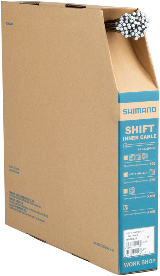 Shimano Zinc Derailleur Cable 1.2 x 2100mm, Filebox of 100