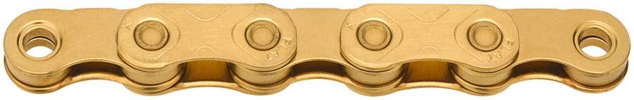 KMC X-Flat Waxed Chain - 12/13-Speed, 126 Links, Compatible with SRAM T-Type and AXS Systems, Ti Gold