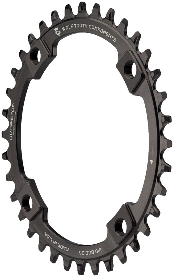 Wolf Tooth 120 BCD Chainring - 36t, 120 BCD, 4-Bolt, Drop-Stop A, Black