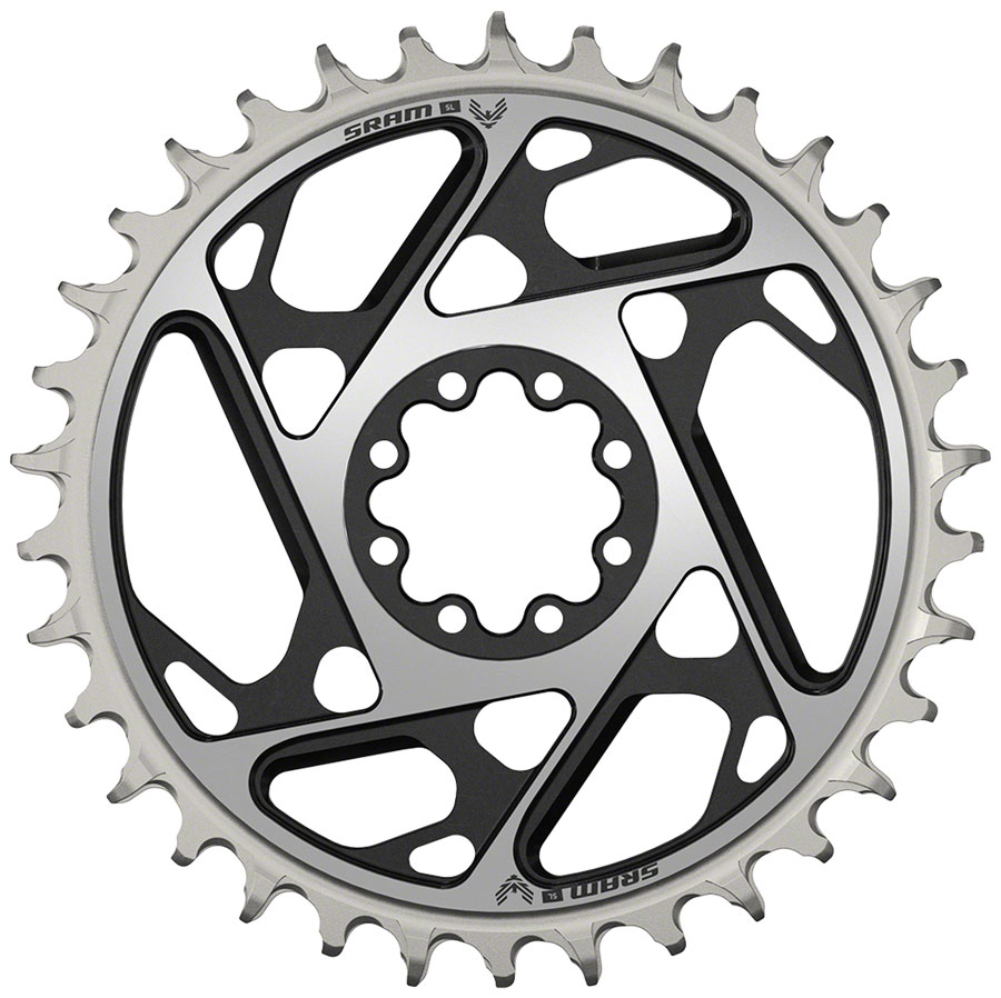 SRAM XX SL Eagle T-Type Direct Mount Chainring - 34t, 12-Speed, 8-Bolt Direct Mount, 0mm Offset, Aluminum, Black/Silver, D1