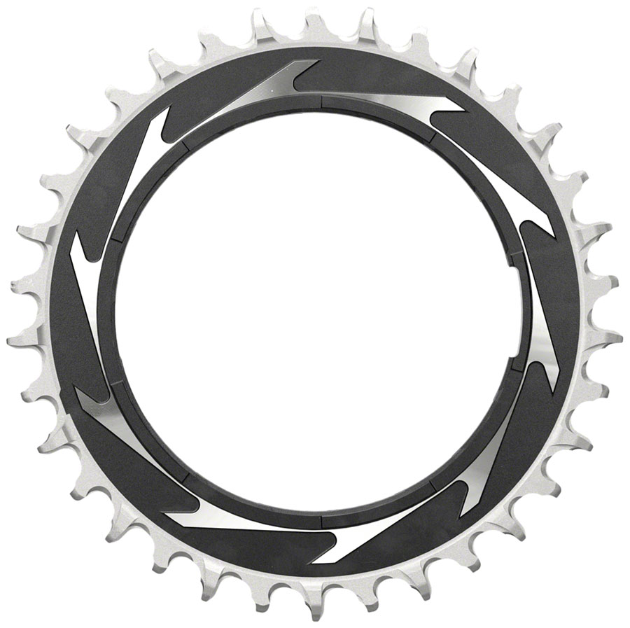 SRAM XX SL Eagle T-Type Thread Mount Chainring - 34t, 12-Speed, Thread Mount  (For XX SL PM Spider), 3mm Offset, Aluminum, Black/Silver