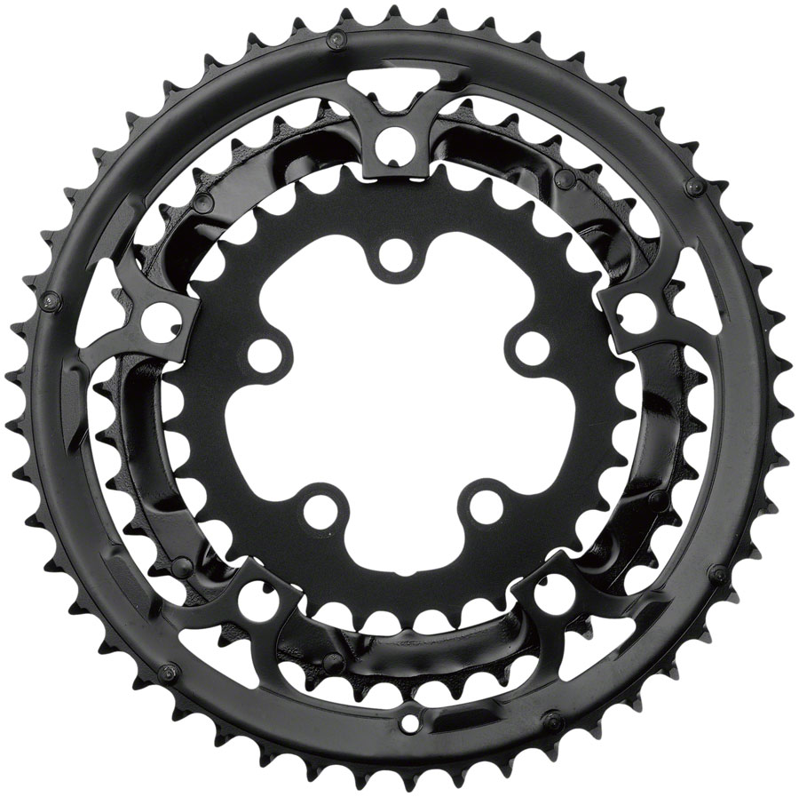 Samox 323ASS Chainring Set - 50/39/30t, 130/74 BCD, Aluminum Outer Ring, Steel Middle/Inner Ring, Black